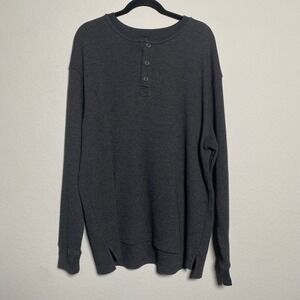 RedHead Gray Thermal Long Sleeve Mens XL Henley Waffle Knit Cabin Laidback Norm
